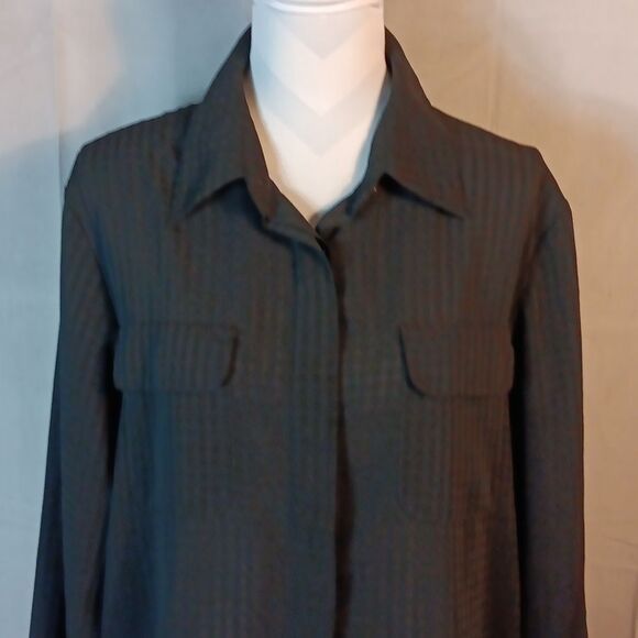Black Simi Sheer Striped Button-Up Blouse - Picture 2 of 6